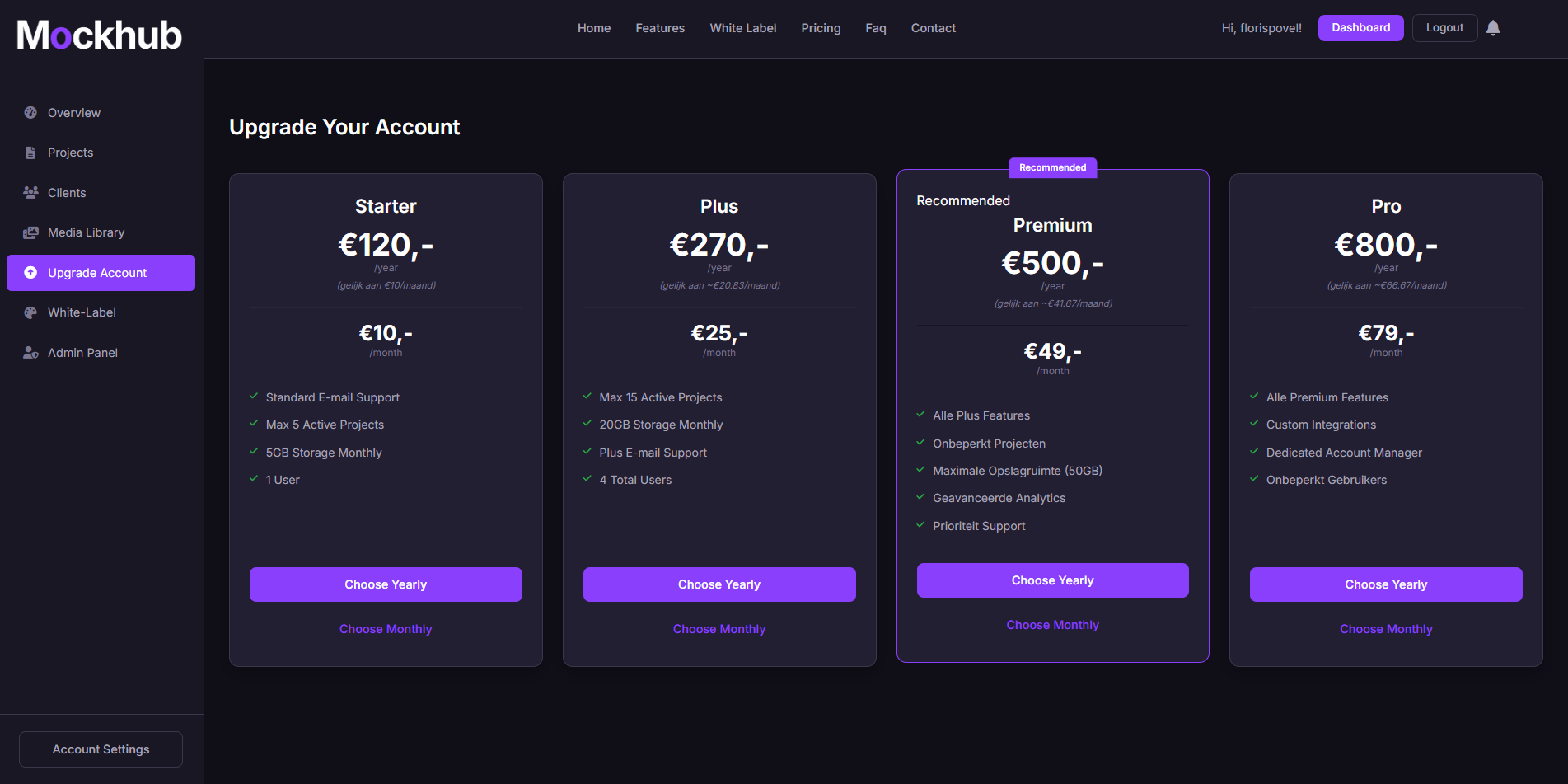 Mockhub Upgrade Account